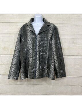 Selene Sport Gray Reptile Print Zipper Long Sleeve Jacket